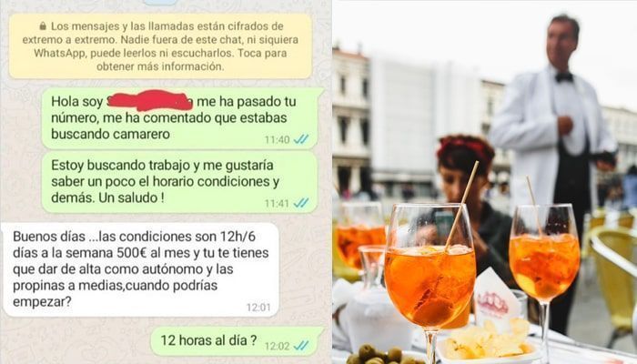 Indignante oferta de empleo de camarero como falso autónomo