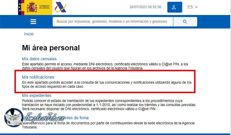 acceso a mis notificaciones agencia tributaria