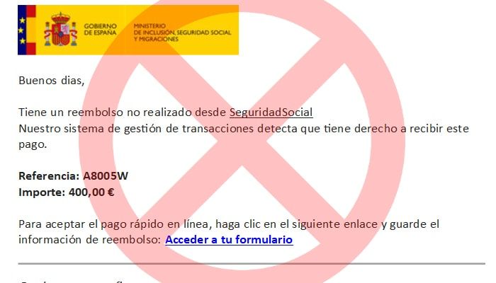 falso reembolso seguridad social 400 euros