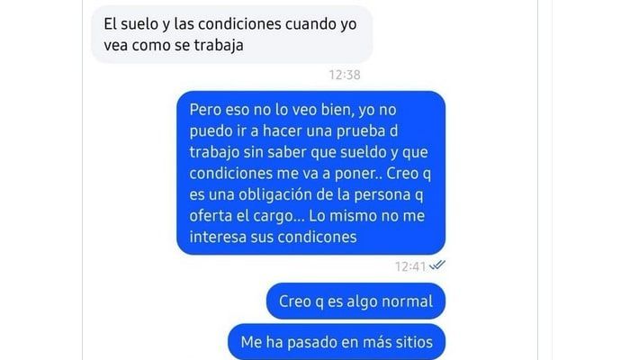 trabajar sin conocer las condiciones laborales