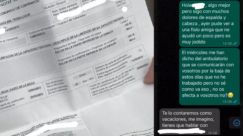 Camarero que está de baja y su jefe se lo quiere contar como vacaciones