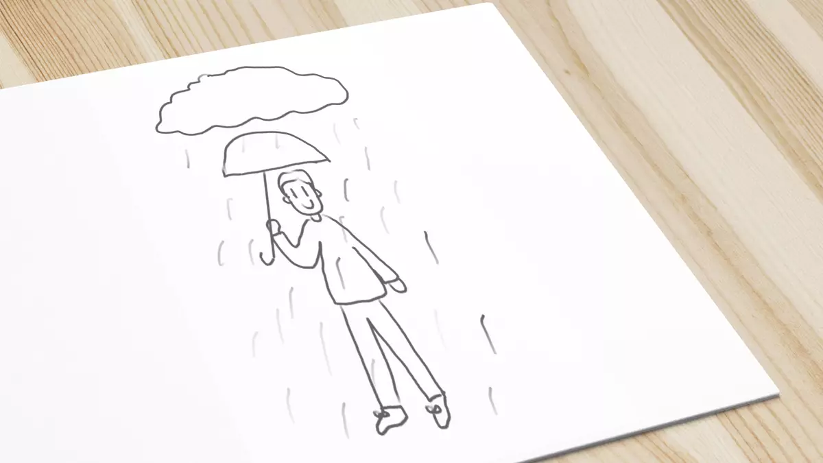 Test dibujar hombre bajo la lluvia
