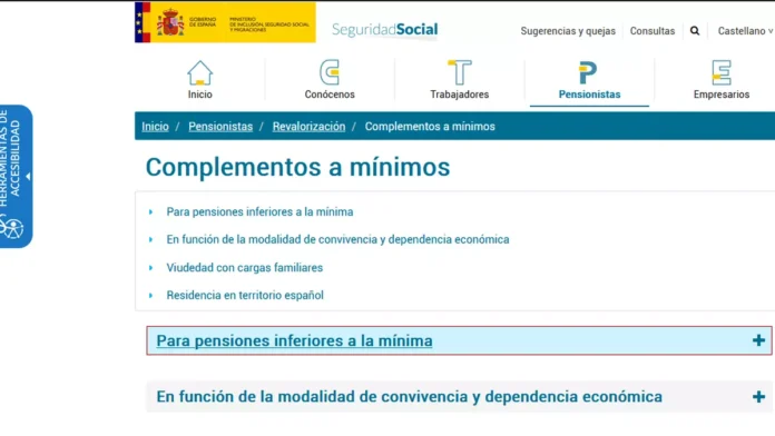 Complemento a mínimos de las pensiones