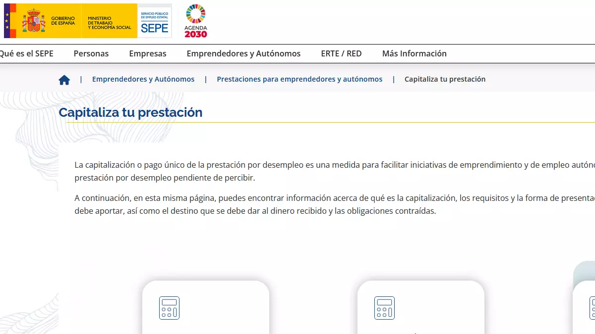 Capitalización prestación por desempleo pago único