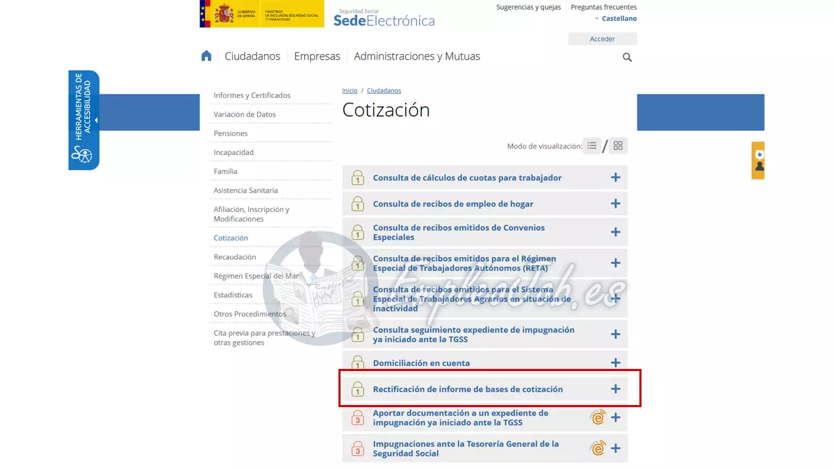 Cómo pedir la rectificación de informe de bases de cotización