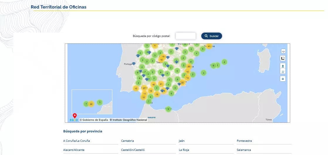 Localizador de las oficinas de empleo del SEPE