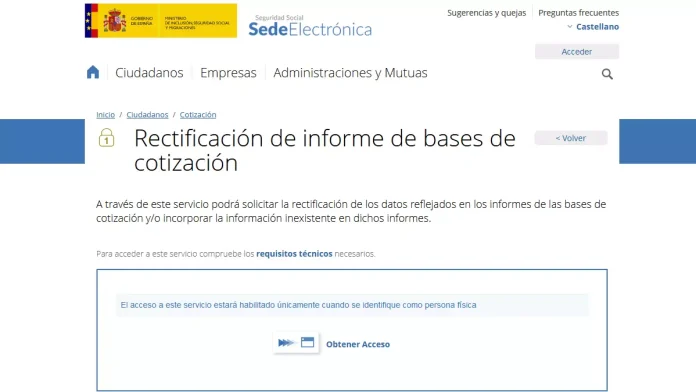 Solicitar corrección de las bases de cotización a la Seguridad Social