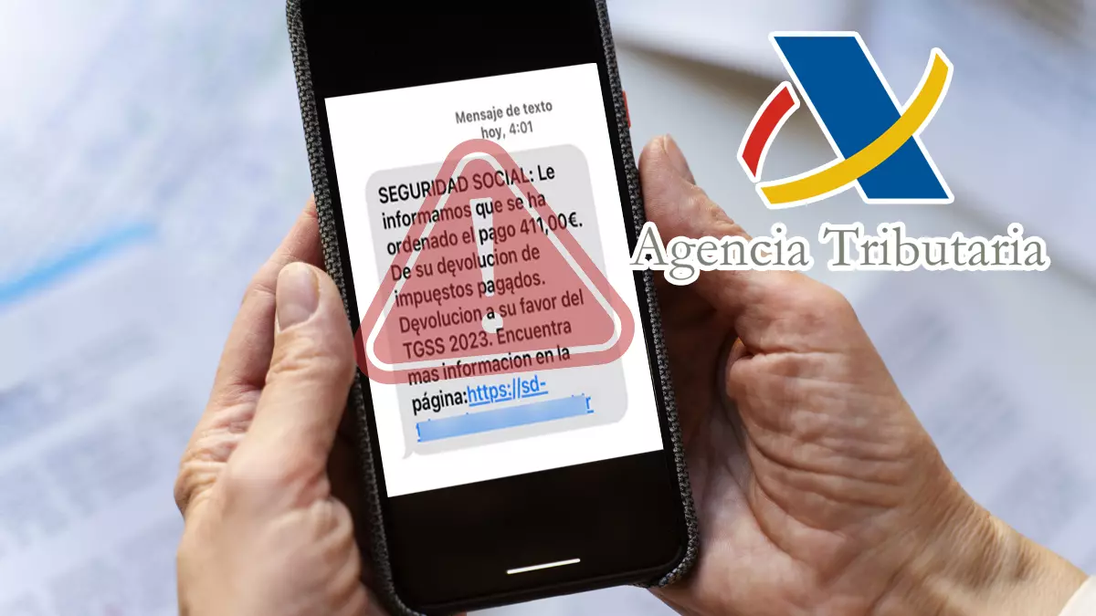Alertan SMS falso suplantando a la Agencia Tributaria sobre una devolución de la Renta 2023