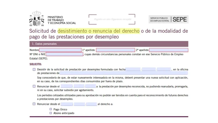 Diferencias entre desistimiento y renuncia de la prestación por desempleo