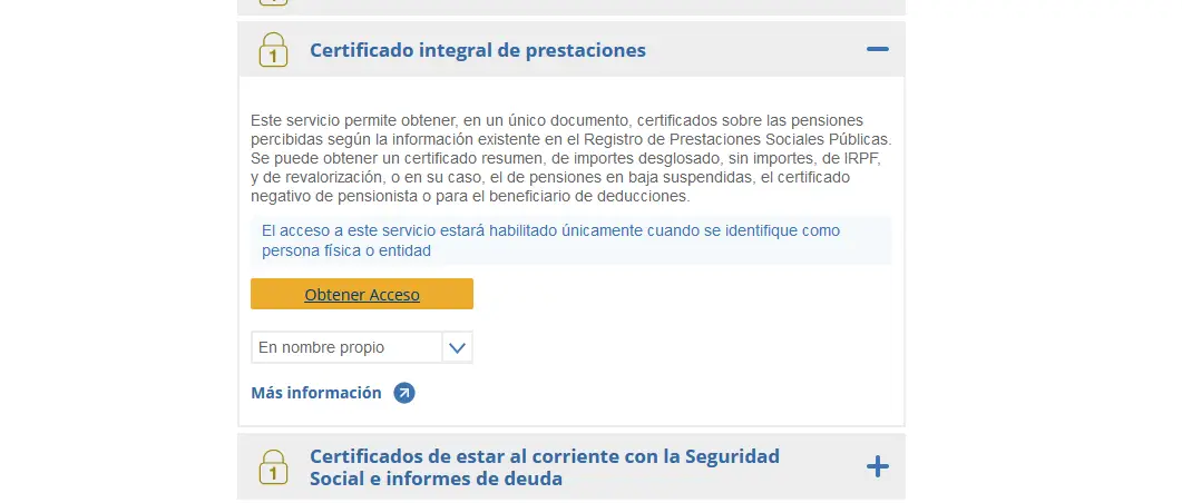 Obtener el certificado integral de prestaciones de la Seguridad Social