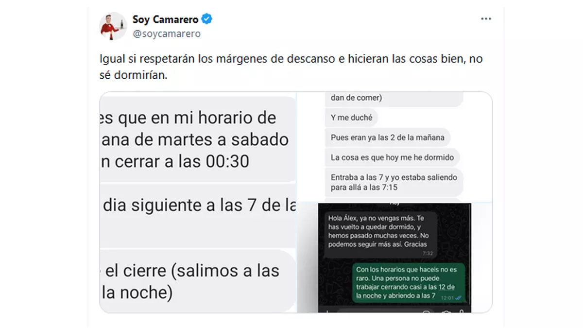 Despedido por llegar tarde al día siguiente al trabajo tras un descanso de menos de 12 horas como marca la ley