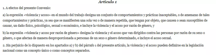 Artículo 1 del convenio 190 sobre la violencia y el acoso | EmpleoJob Artículo 1 del convenio 190 sobre la violencia y el acoso