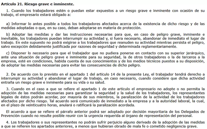 Artículo 21 de la Ley de Riesgos Laborales | EmpleoJob Artículo 21 de la Ley de Riesgos Laborales