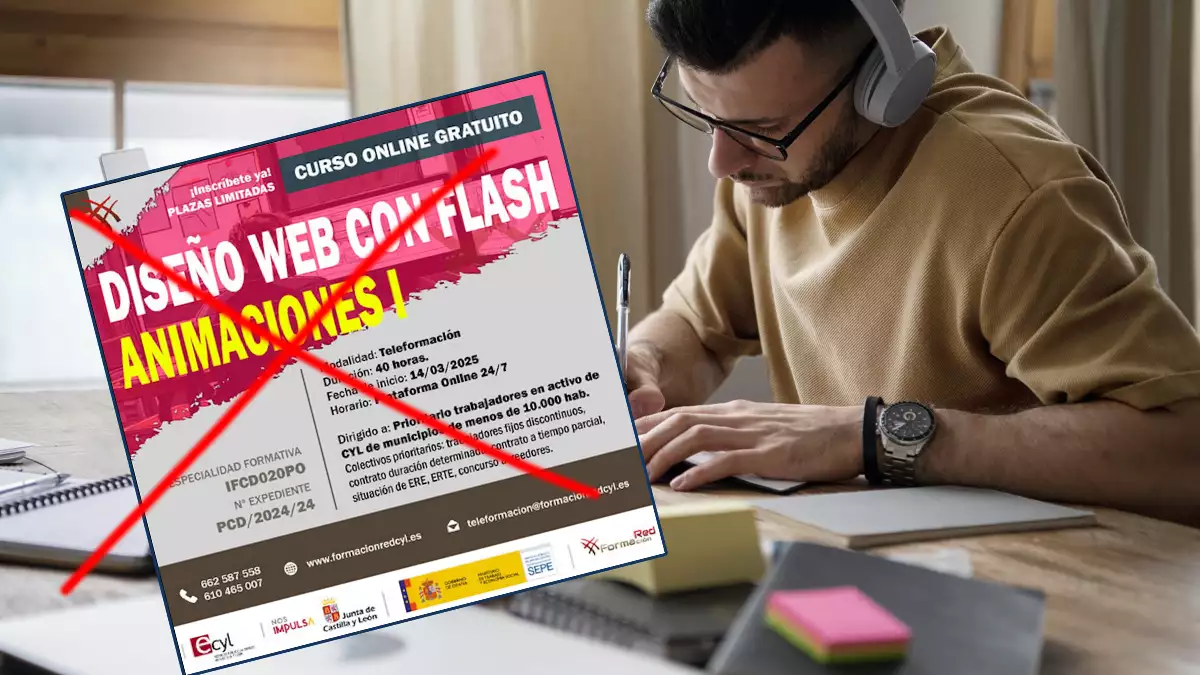 El Servicio de Empleo Público de Castilla y León retira un curso de diseño web con Flash tras la polémica en redes