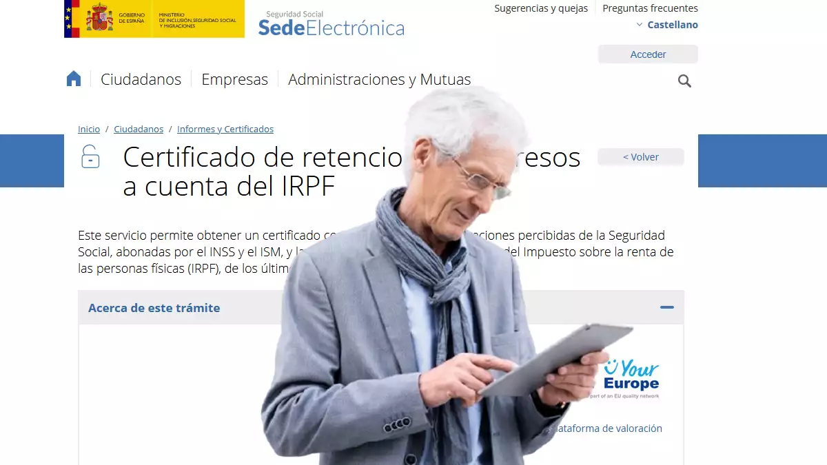 Ya se puede descargar el certificado de retenciones del IRPF de las pensiones para la declaración de la Renta