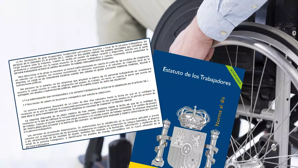 El Estatuto de los trabajadores ya incluye la prohibición del despido automático en caso de incapacidad permanente