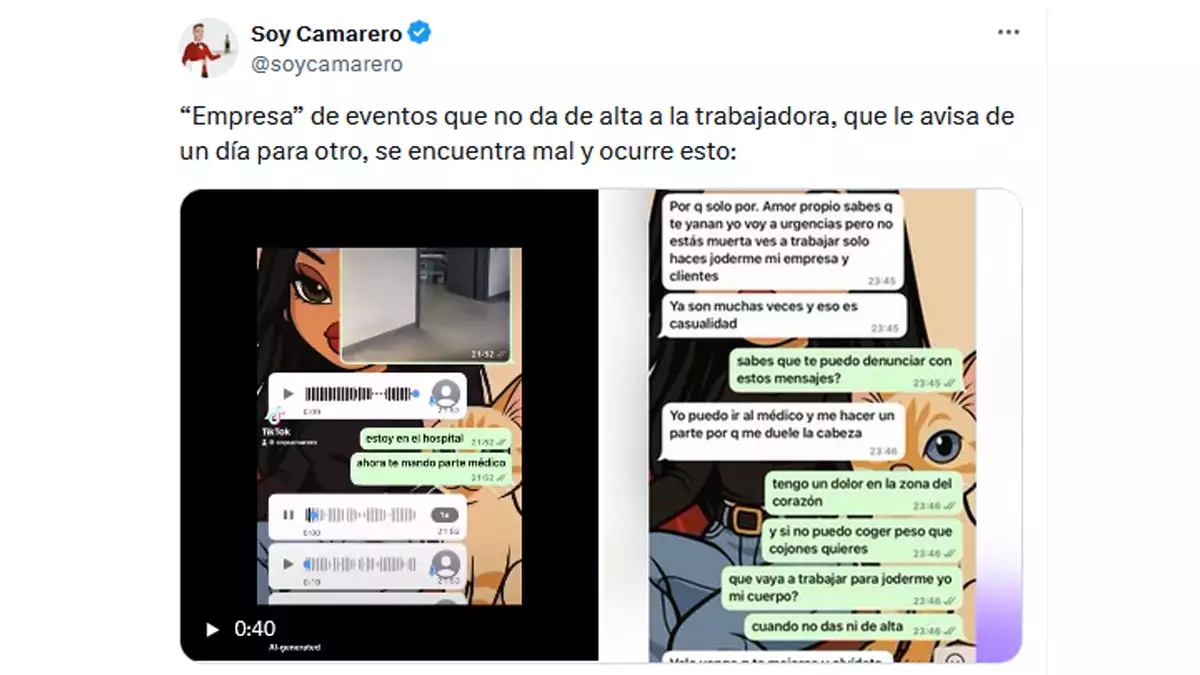 Una empresa que no da de alta a la trabajadora la despide tras comunicarle que está en el hospital