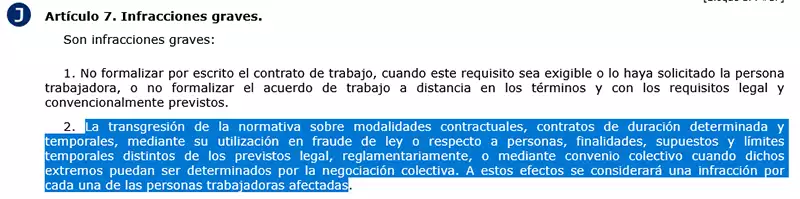 Artículo 7.2 de la Ley LISOS | EmpleoJob Artículo 7.2 de la Ley LISOS