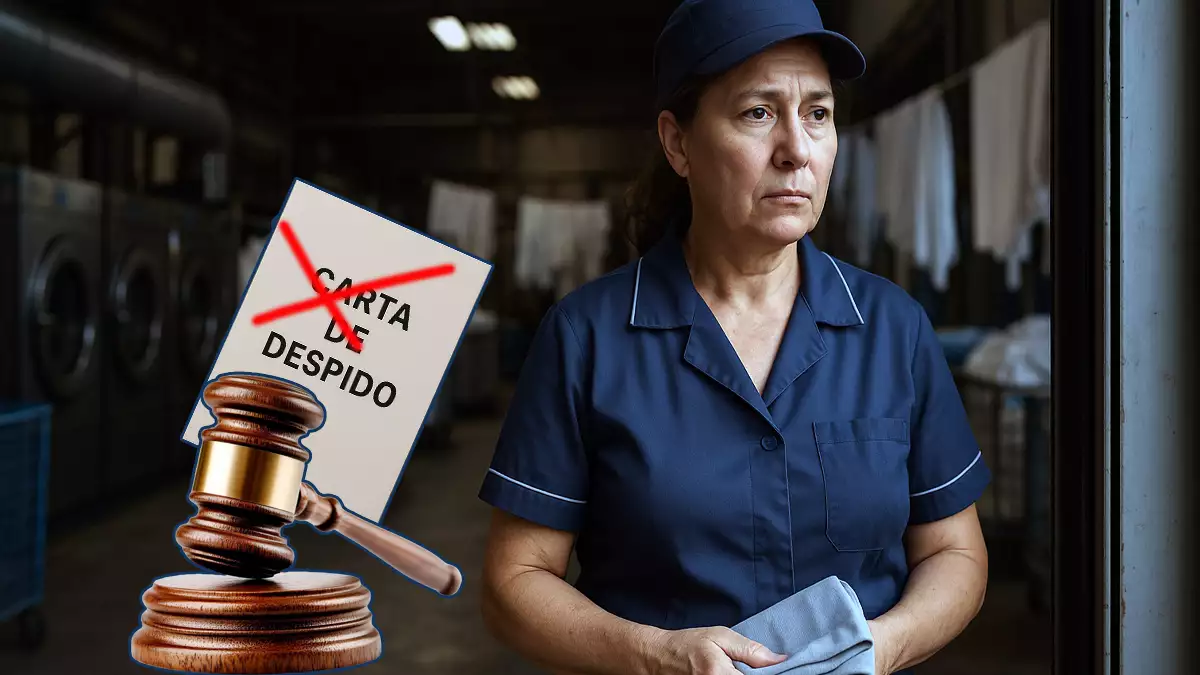 Imagen de una trabajadora en una lavandería generada por IA