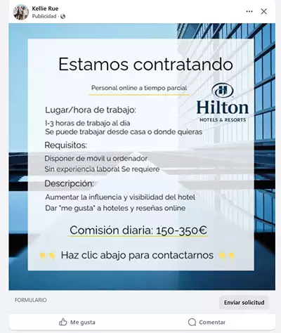Oferta de empleo falsa en Hoteles Hilton | EmpleoJob Oferta de empleo falsa en Hoteles Hilton
