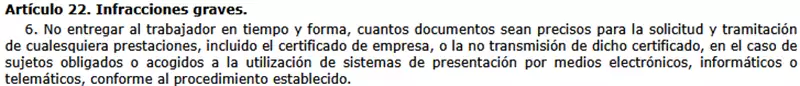 Articulo 22.6 LISOS | Foto:BOE | EmpleoJob Articulo 22.6 LISOS | Foto:BOE