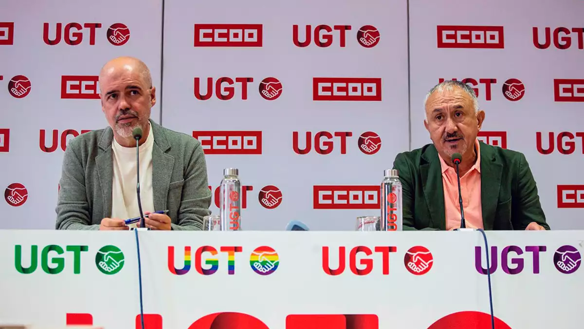 Unai Sordo (CCOO) y Pepe Álvarez (UGT)