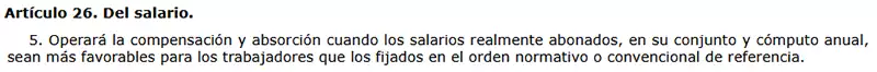 Artículo 26.5 del Estatuto de los Trabajadores - absorción y compensación del SMI | EmpleoJob Artículo 26.5 del Estatuto de los Trabajadores - absorción y compensación del SMI