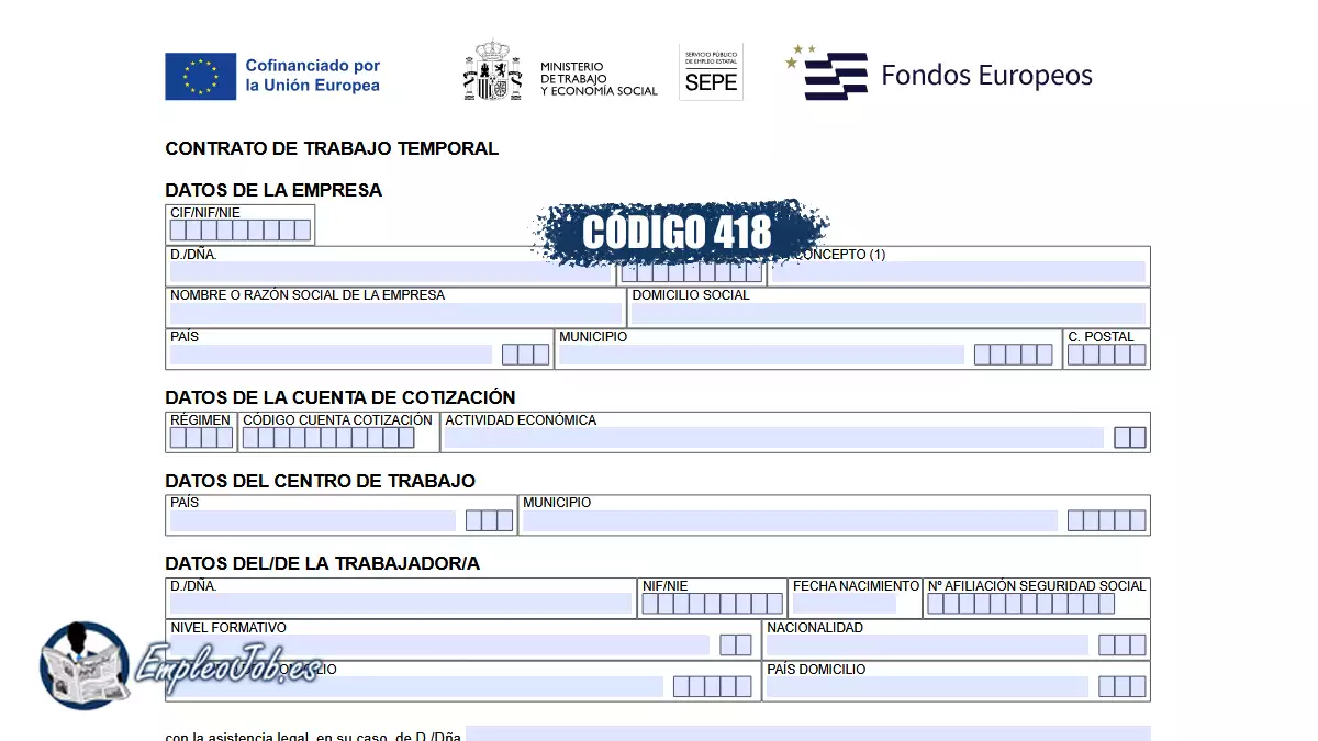 Código de contrato 418