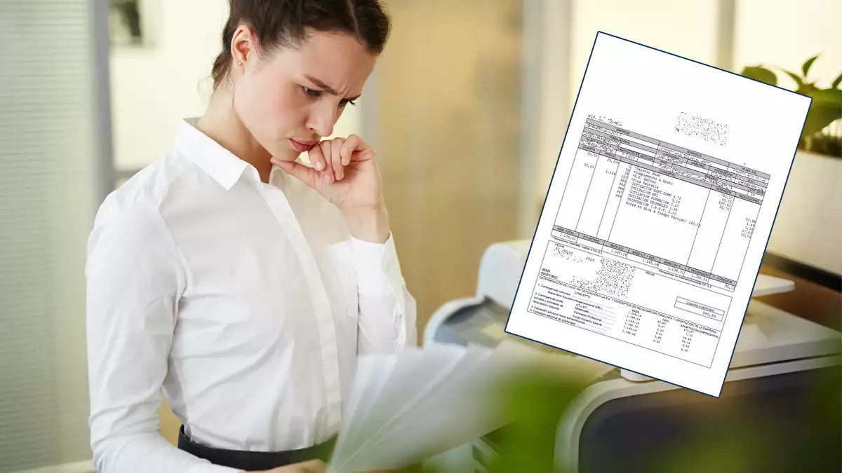 Empleada revisando la nómina