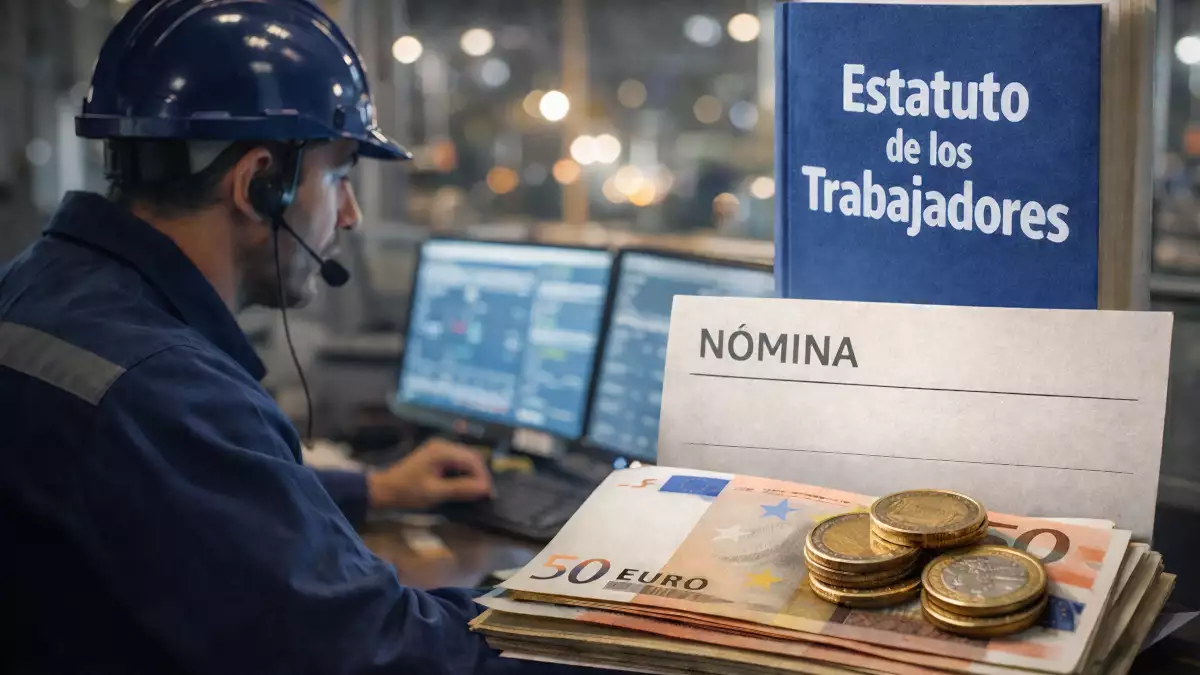 Trabajador en turno de noche revisando su jornada laboral y su nómina