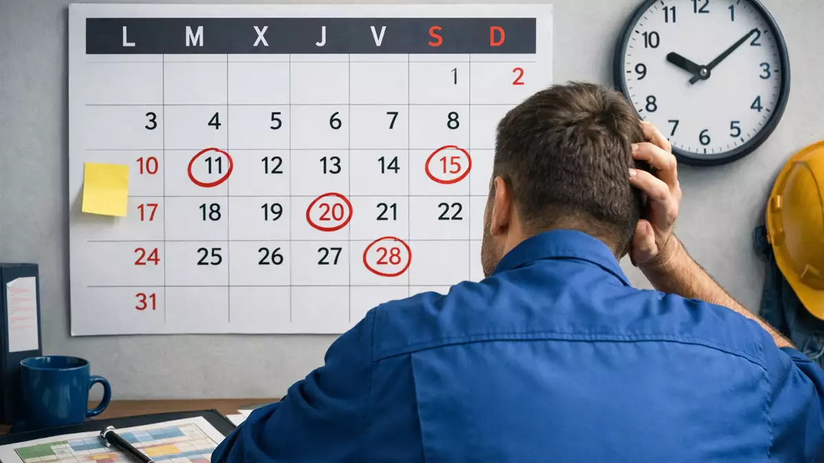 Trabajador revisando el calendario laboral para saber si pierde el día libre cuando coincide con un festivo