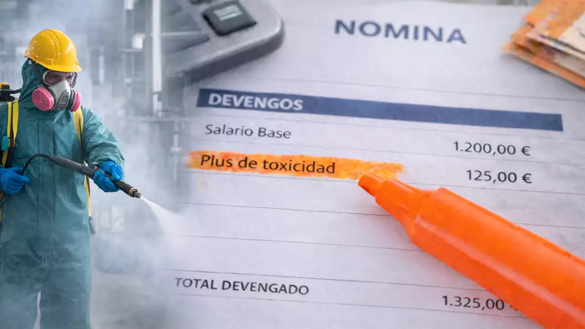 Ejemplo de nómina con el plus de toxicidad aplicado al salario base junto con un trabajador expuesto a productos químicos