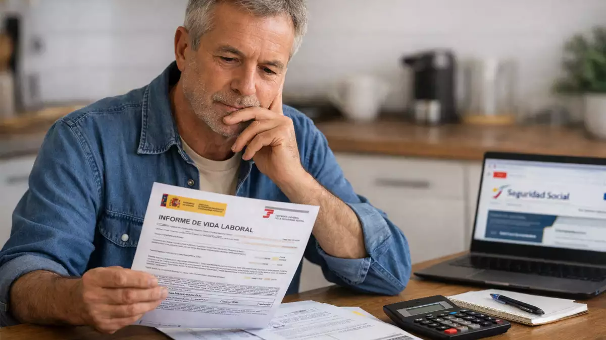 Hombre revisando su informe de vida laboral para comprobar si cumple la carencia genérica y específica para la jubilación