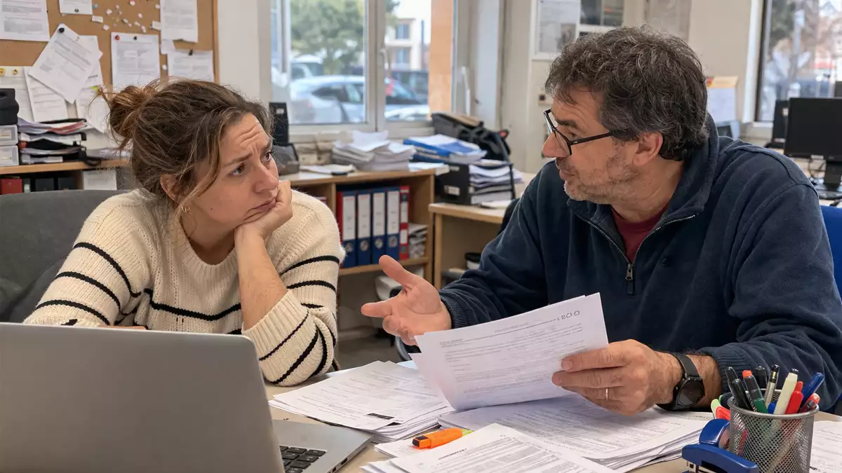 Trabajador hablando con su empresa sobre un cambio de funciones en el puesto de trabajo