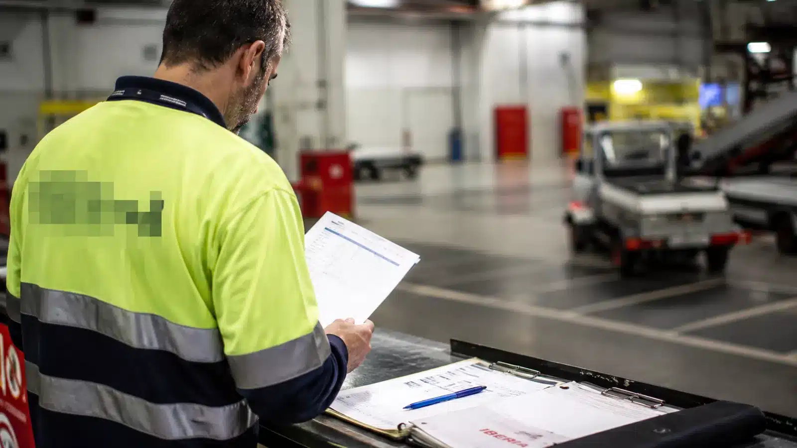 Trabajador revisando horarios laborales