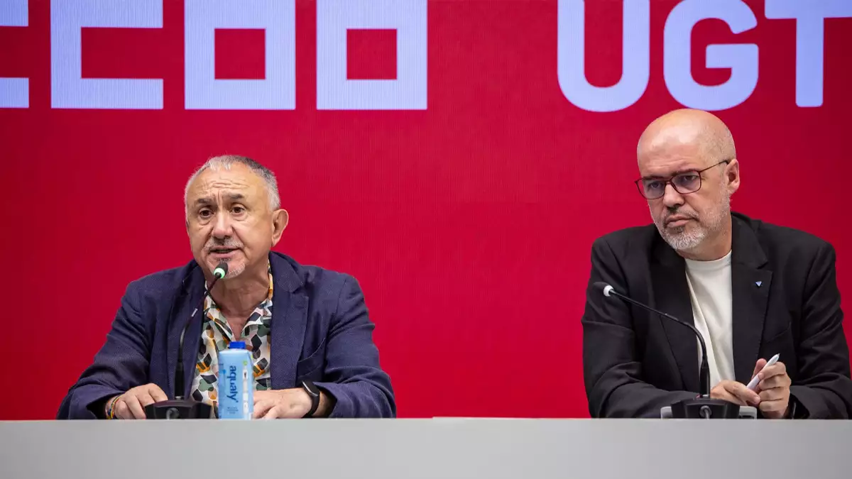 Pepe Álvarez (UGT) y Unai Sordo (CCOO)