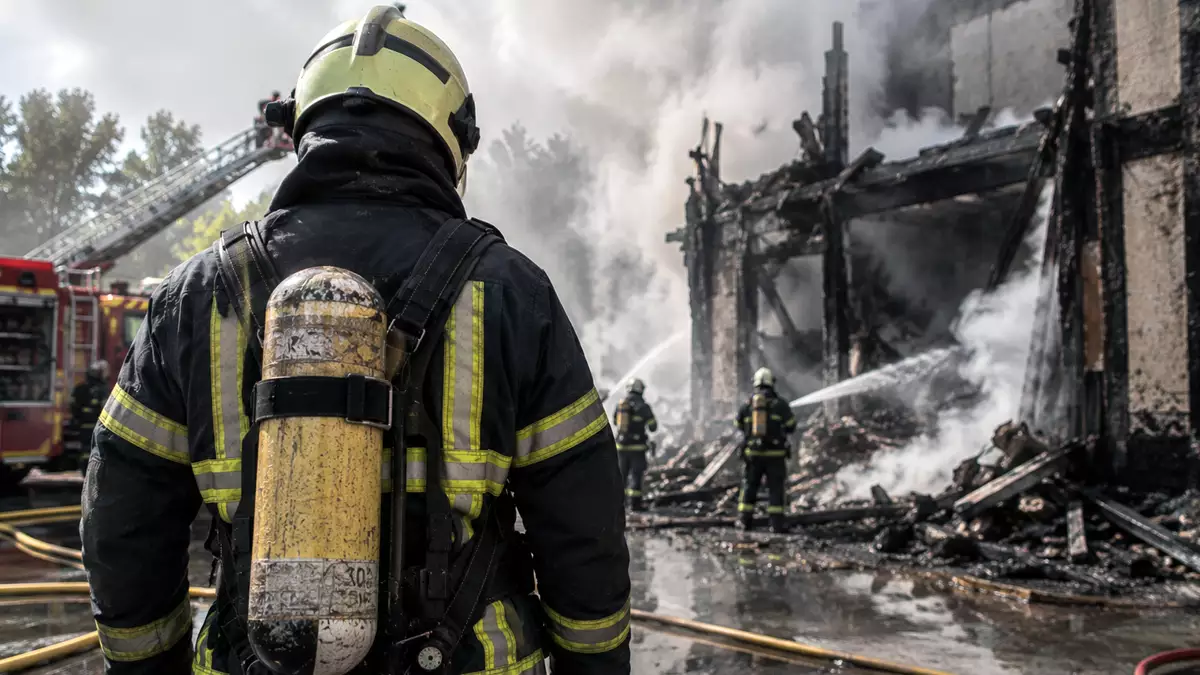 Bombero durante una intervención en un incendio